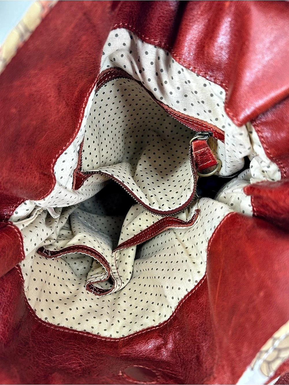 Anthropologie Lucky Penny Red Leather Scarf Bow Tote Bag - Picture 8 of 16